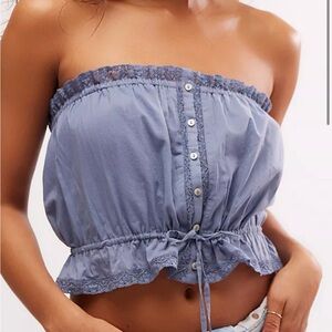Free People Wistful Daydream Tube Top Blue Size Small